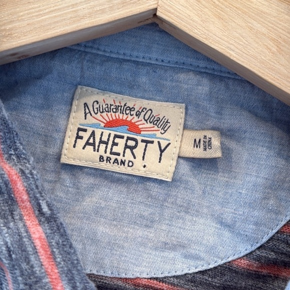 FAHERTY Short Sleeve Striped Polo SZ M - Picture 7 of 9